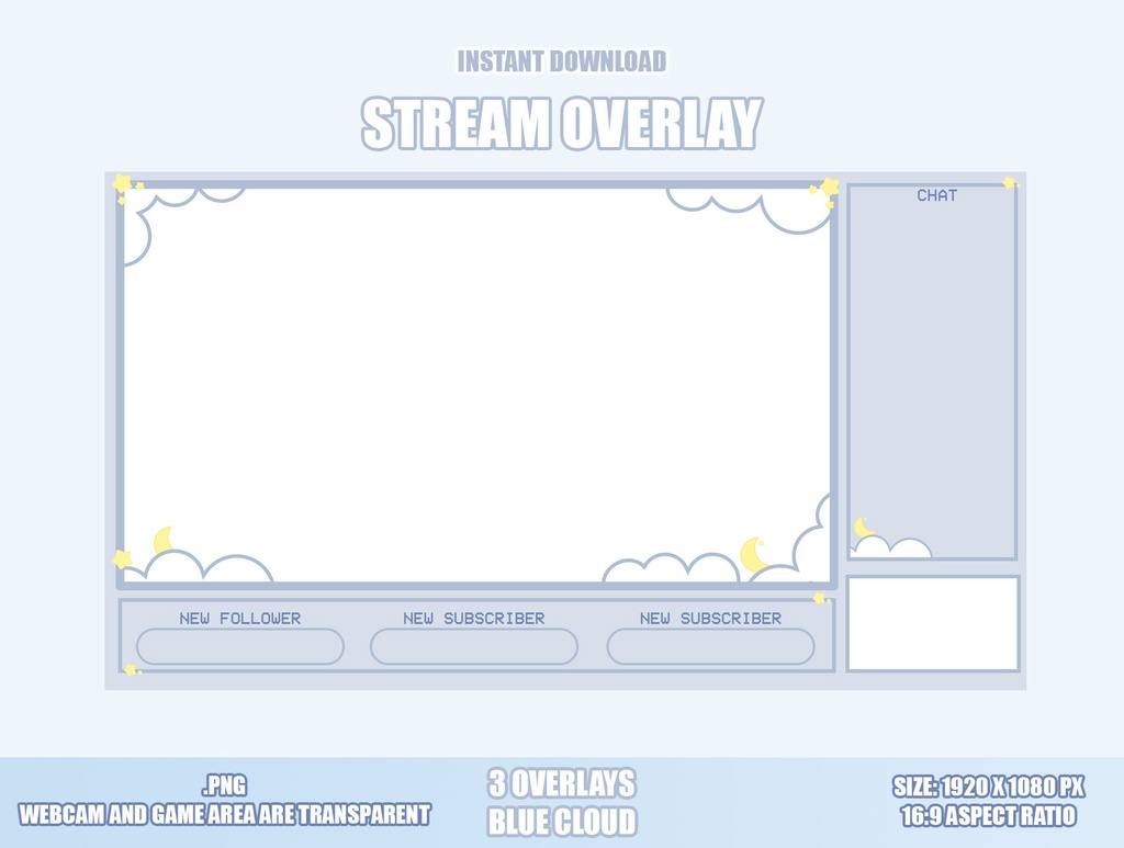 配信用オーバーレイ Stream Overlays Twitch 青 雲 Ichigotart Booth