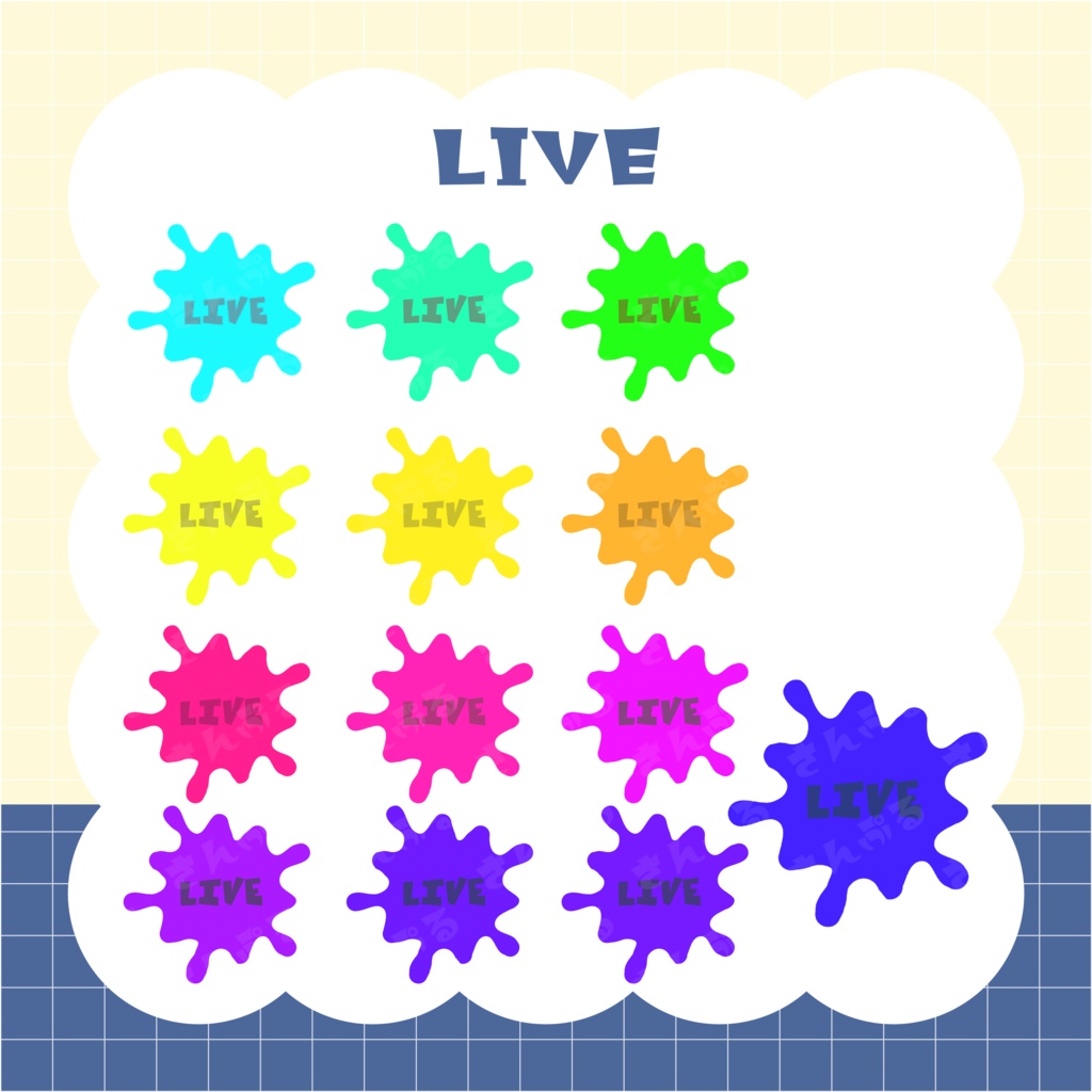 スプラ風デザインのLIVEタグセット