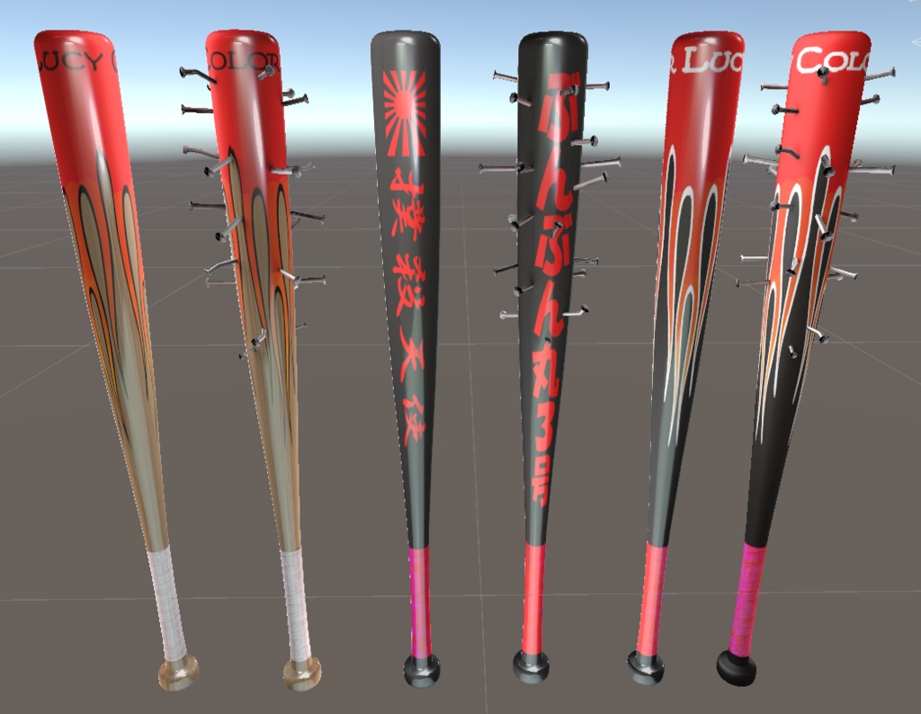 釘バット各種 撲殺天使 ぶんぶん丸3号 ファイヤーパターン 黒 ウッド 釘バット3種 釘無し3種