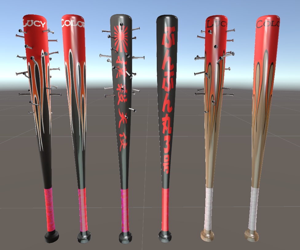 釘バット各種 撲殺天使 ぶんぶん丸3号 ファイヤーパターン 黒 ウッド 釘バット3種 釘無し3種