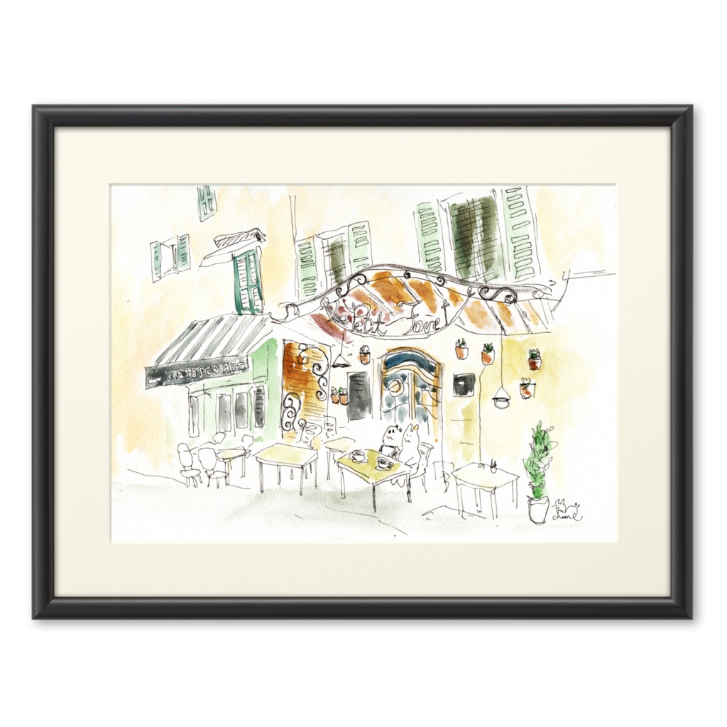 うさぱんとプロヴァンスの美しい村#001【複製画】