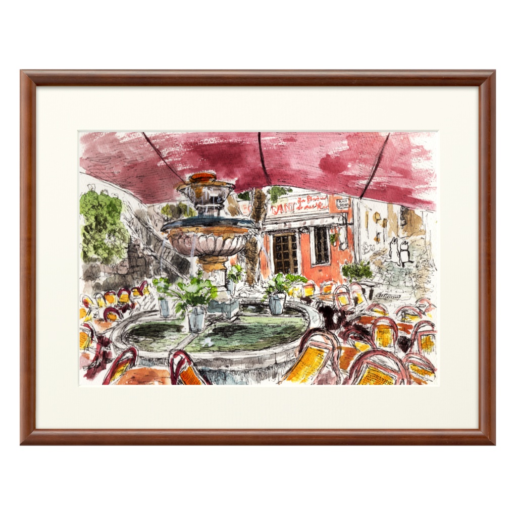 うさぱんとプロヴァンスの美しい村#2【複製画】