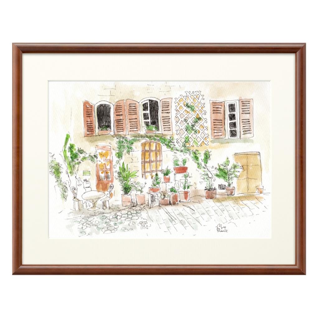 うさぱんとプロヴァンスの美しい村#4【複製画】