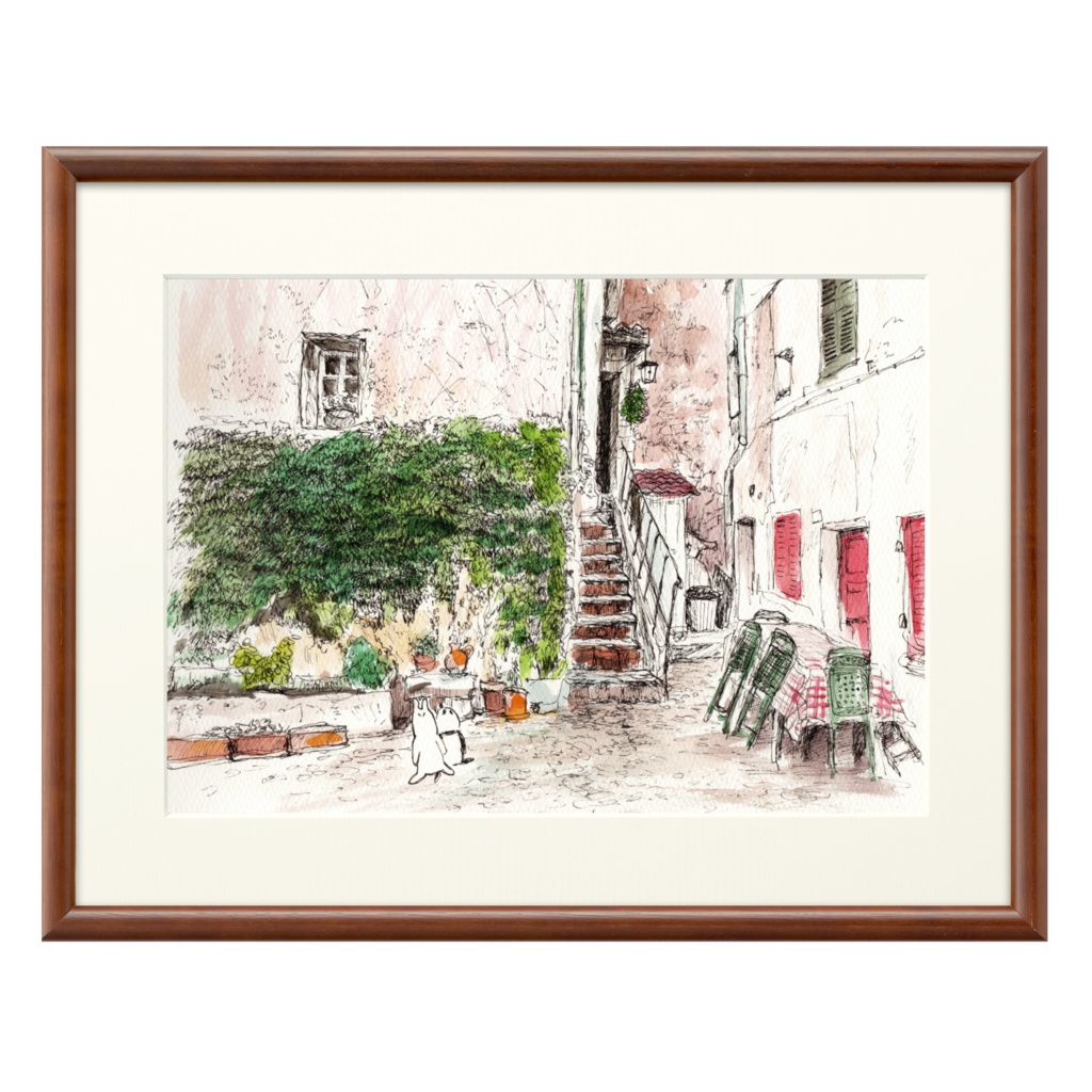 うさぱんとプロヴァンスの美しい村#11【複製画】