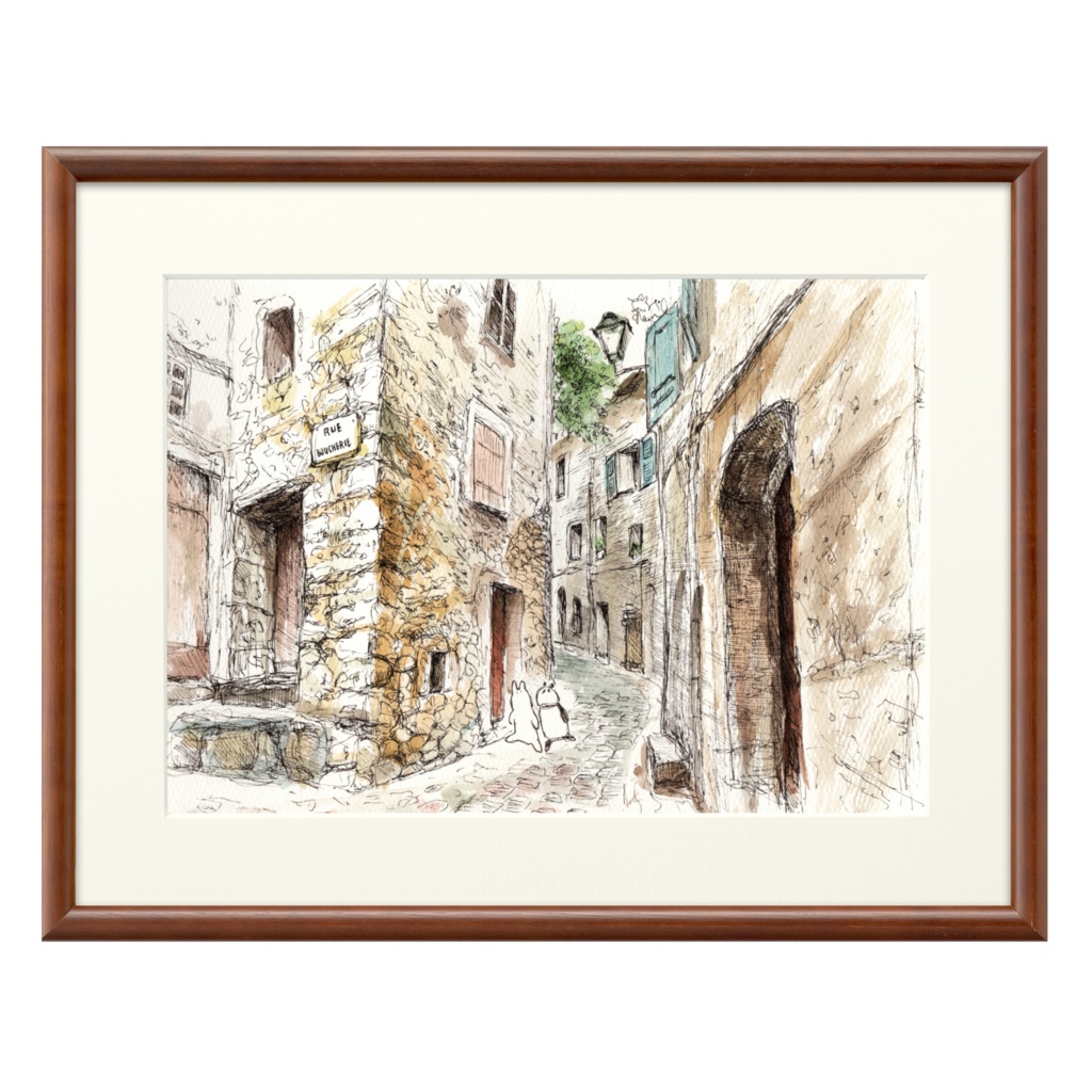 うさぱんとプロヴァンスの美しい村#12【複製画】