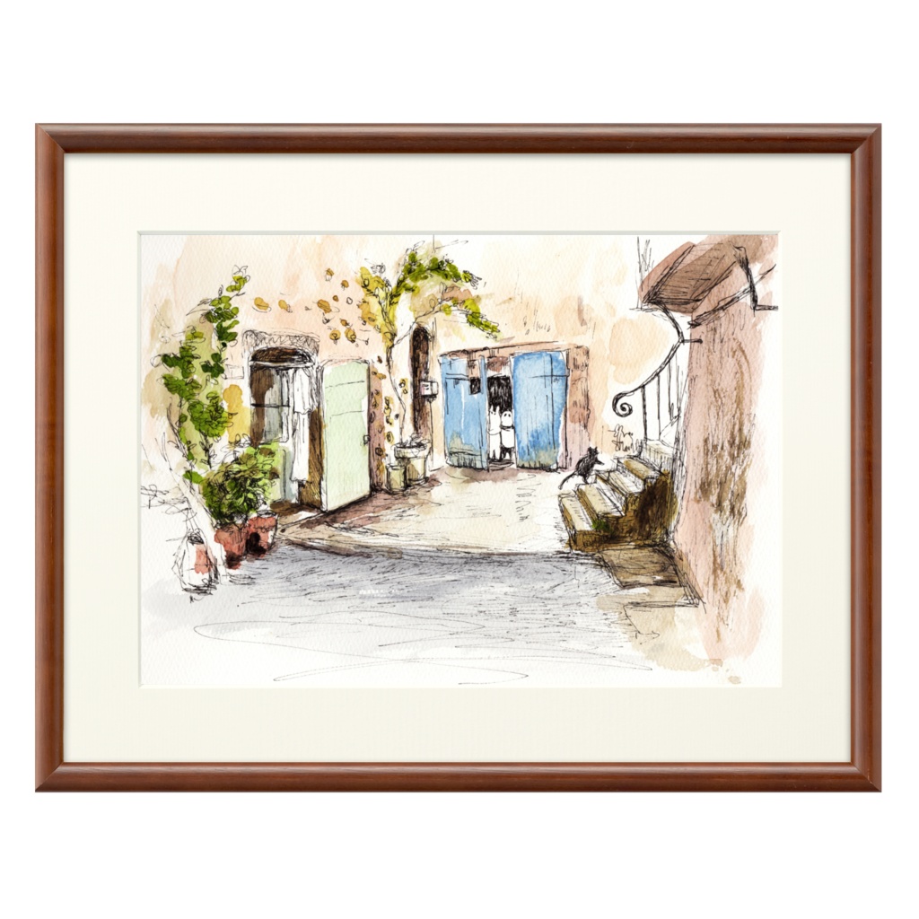 うさぱんとプロヴァンスの美しい村#15【複製画】