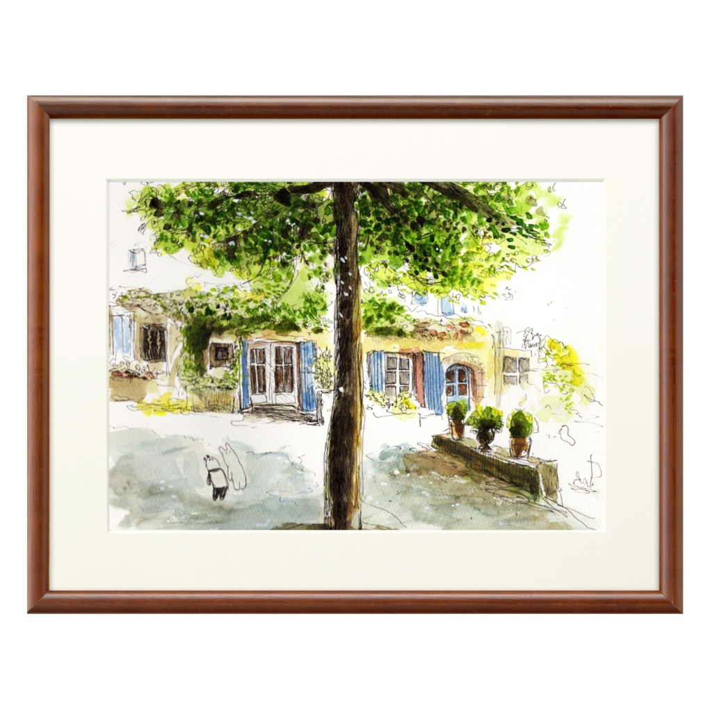 うさぱんとプロヴァンスの美しい村#17【複製画】