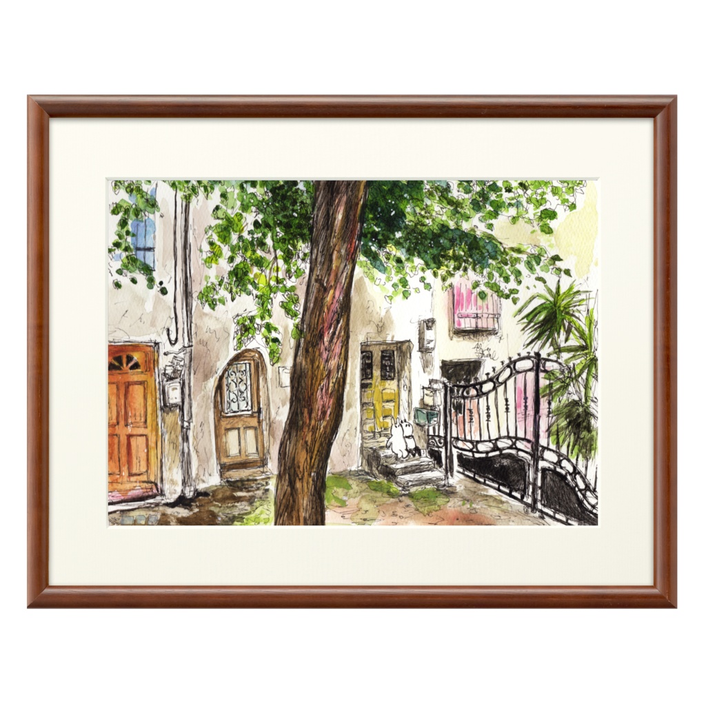 うさぱんとプロヴァンスの美しい村#20【複製画】