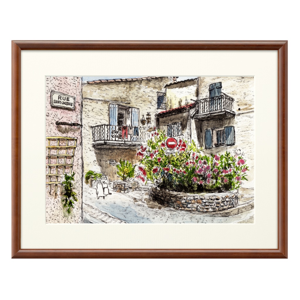 うさぱんとプロヴァンスの美しい村#22【複製画】