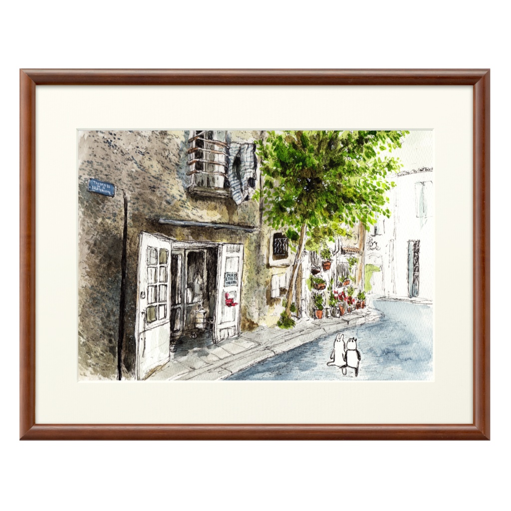 うさぱんとプロヴァンスの美しい村#24【複製画】