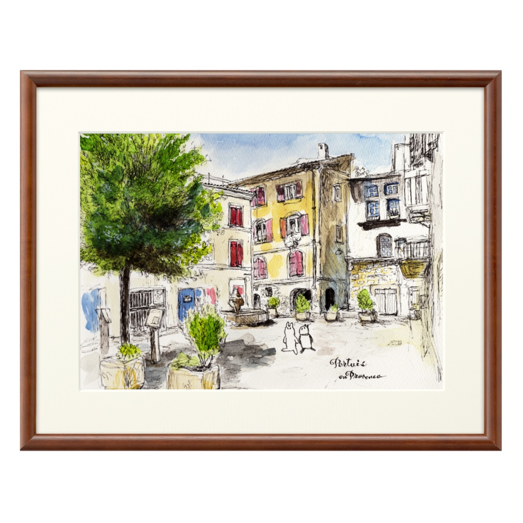 うさぱんとプロヴァンスの美しい村#25【複製画】