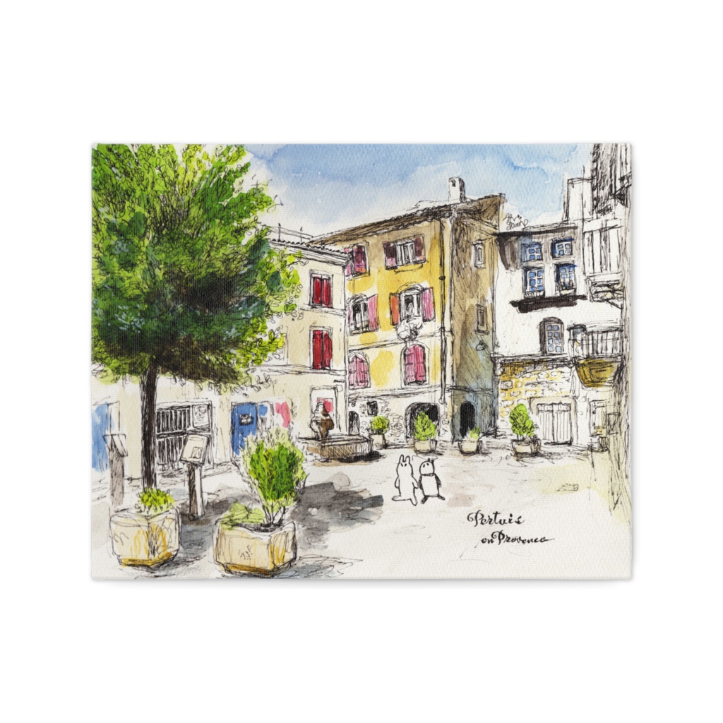 うさぱんとプロヴァンスの美しい村#25【キャンバスアート】
