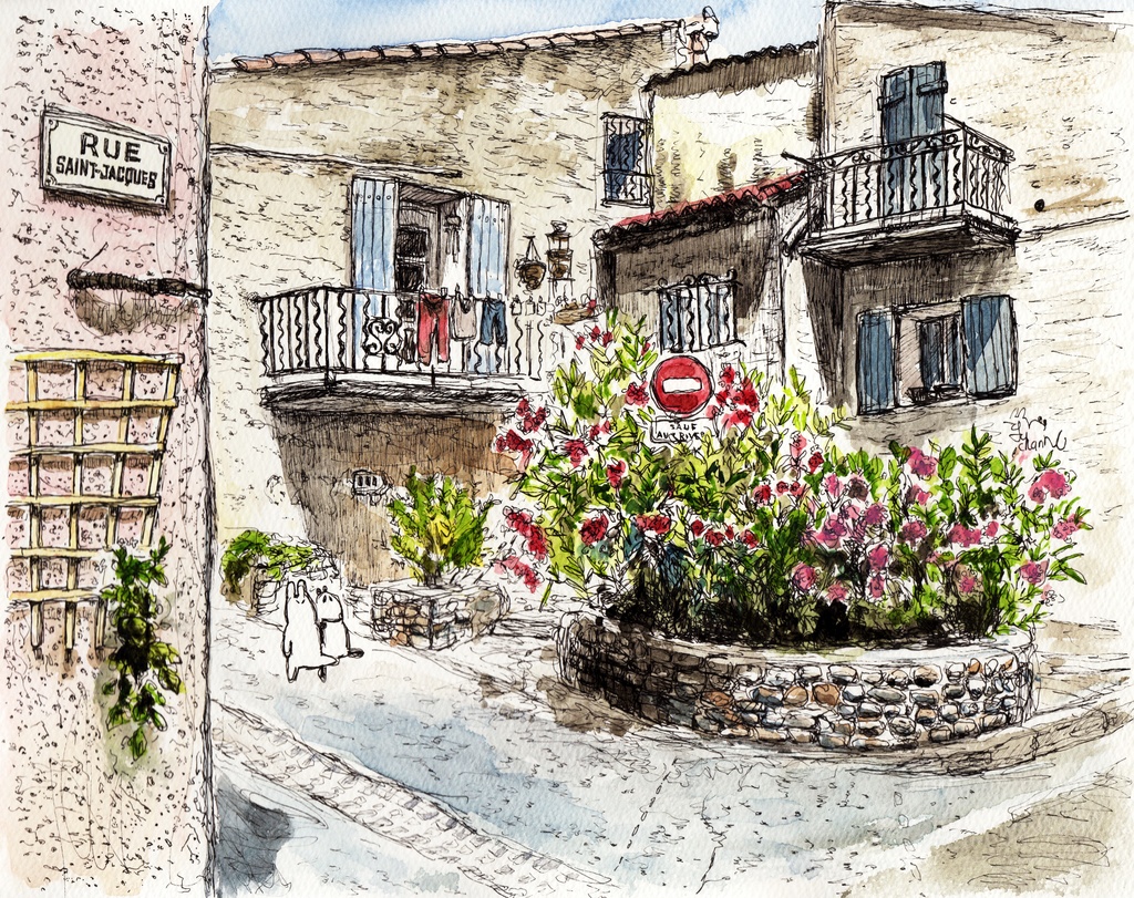 【Tシャツ】うさぱんとプロヴァンスの美しい村#22