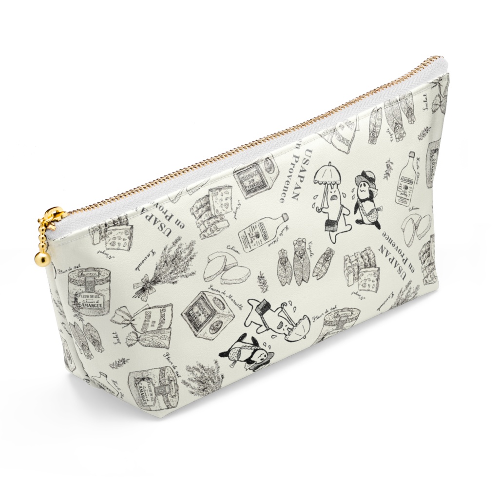 【ポーチ】うさぱんとプロヴァンス【白黒】