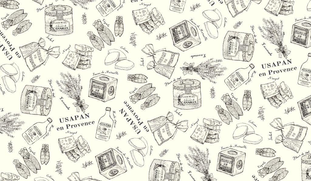 【ポーチ】うさぱんとプロヴァンス【白黒】