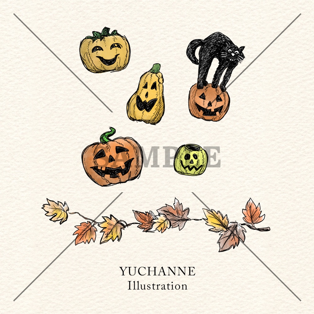 コラージュ素材セット(カラー)|おばけとカボチャと、とっておきのハロウィン