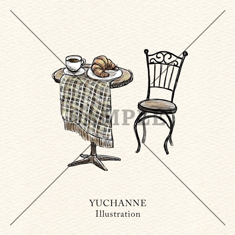 コラージュ素材セット|秋風そよぐカフェテラスで