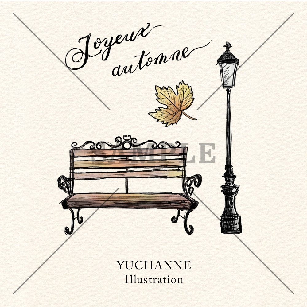 コラージュ素材セット|秋風そよぐカフェテラスで