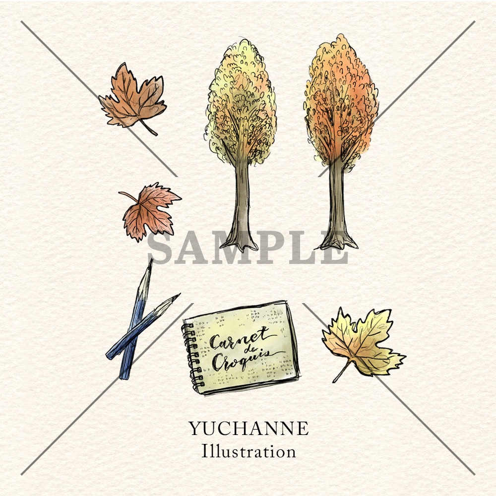 コラージュ素材セット|秋風そよぐカフェテラスで