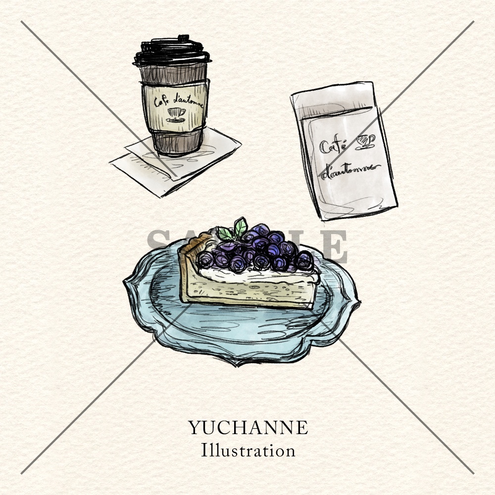 コラージュ素材セット|秋風そよぐカフェテラスで