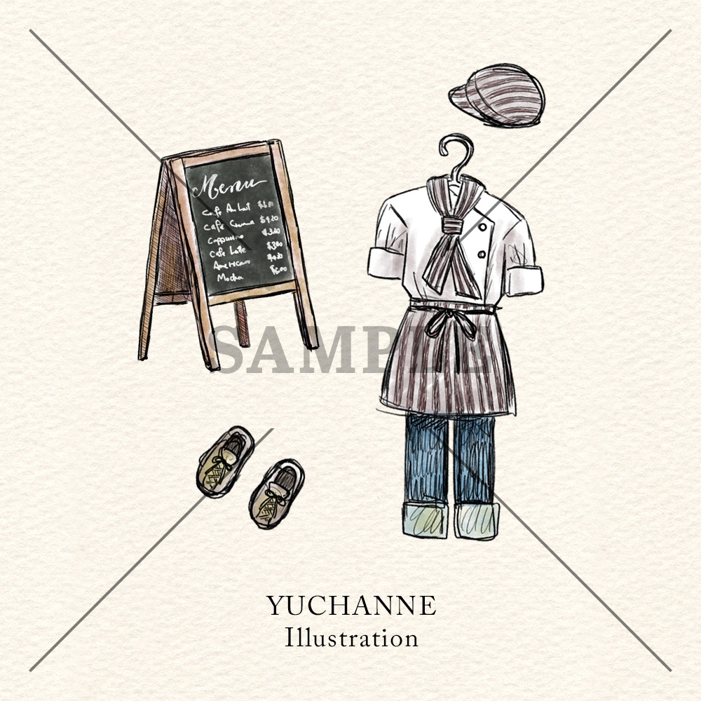 コラージュ素材セット|秋風そよぐカフェテラスで