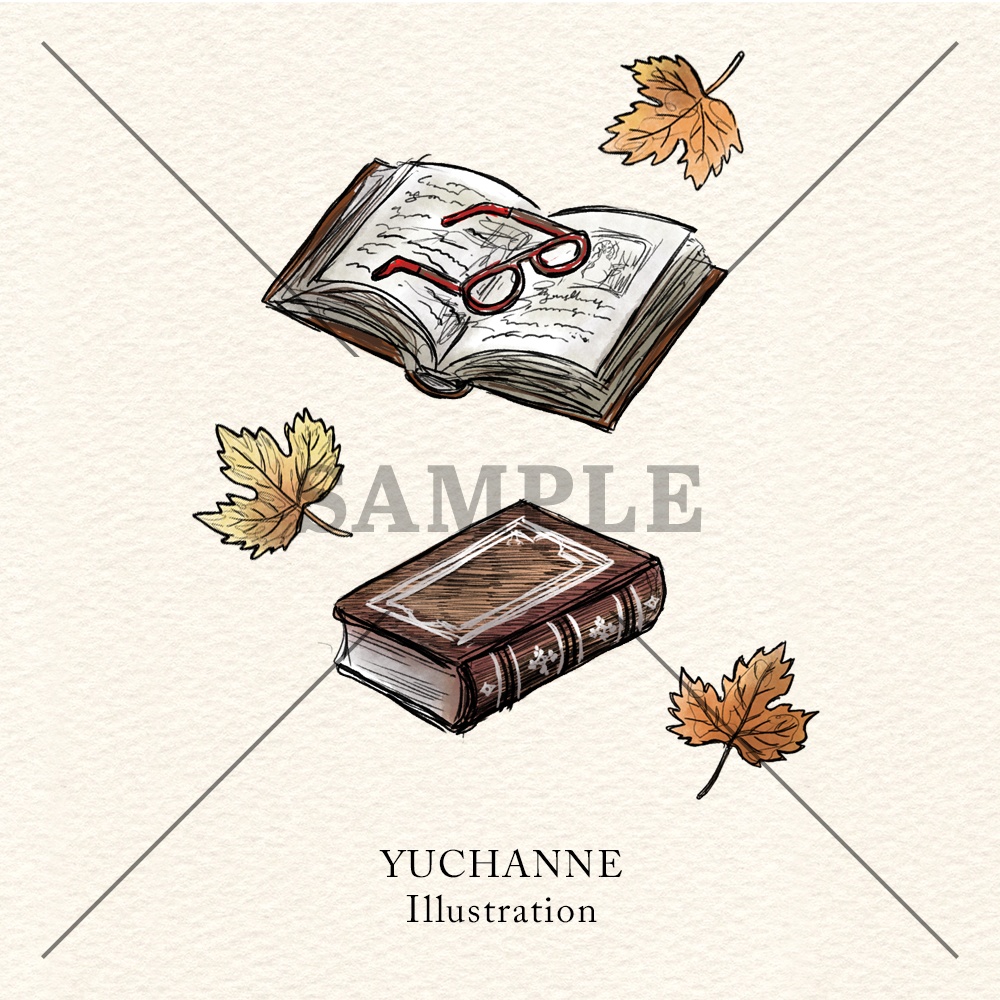 コラージュ素材セット|秋風そよぐカフェテラスで