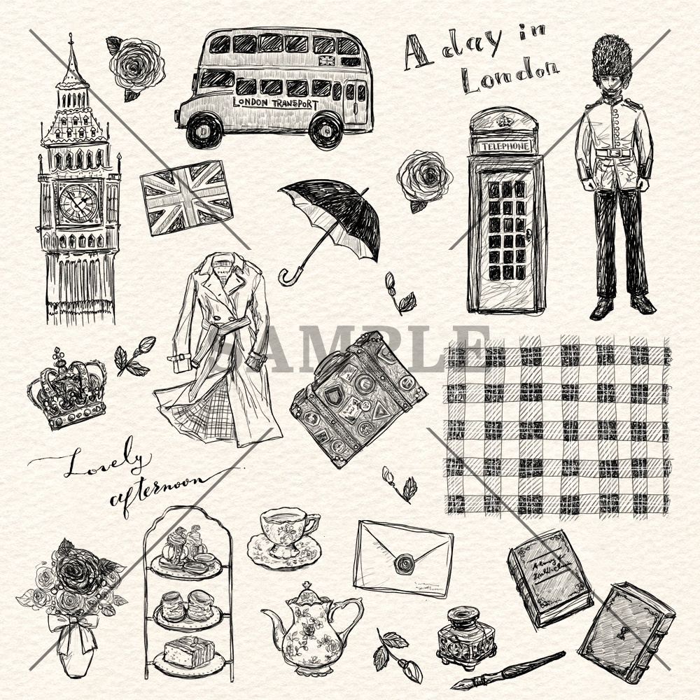 【11/16まで無料】コラージュ素材セット|英国ノスタルジアの旅