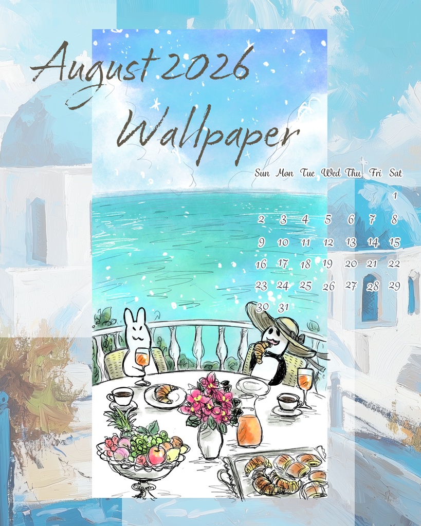 2026年 8月うさぱんカレンダー