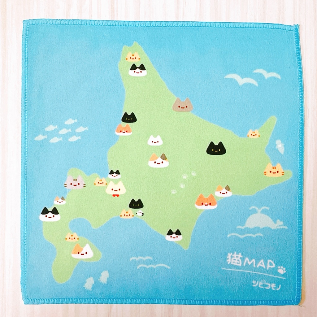 【猫MAP】ハンカチタオル