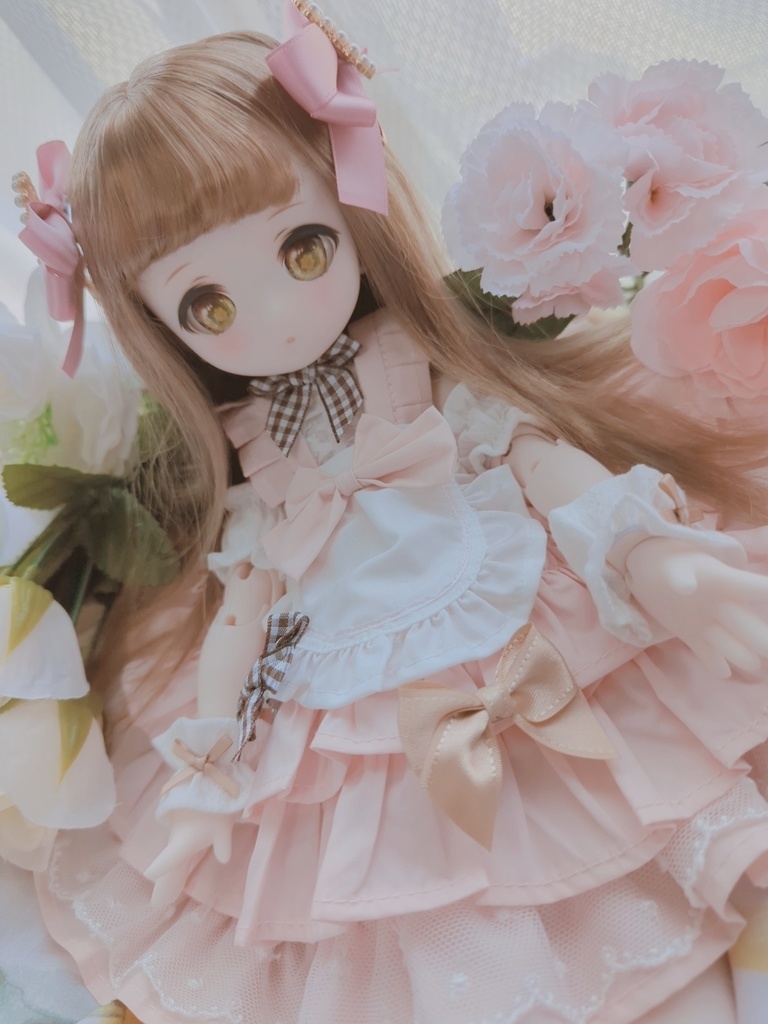 月のリボン(ピンク)/ドール用アクセサリー