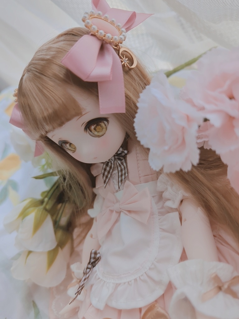 月のリボン(ピンク)/ドール用アクセサリー