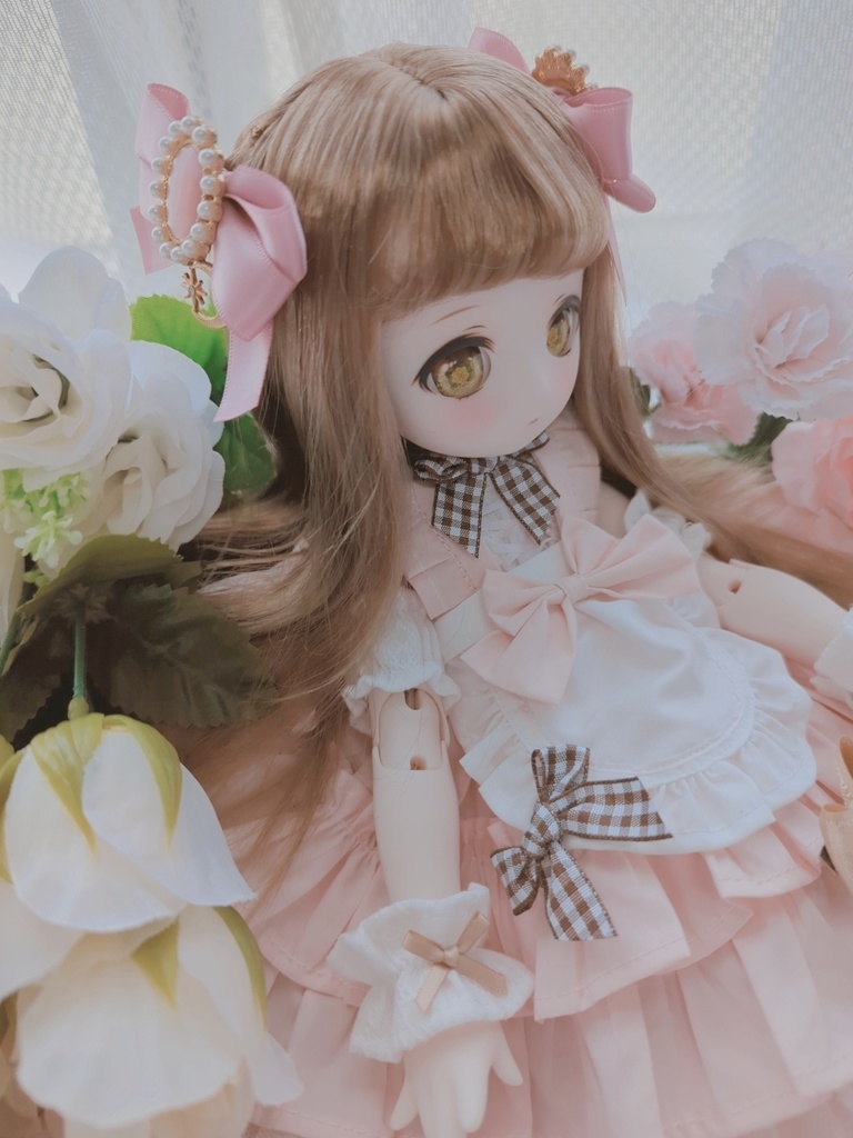 月のリボン(ピンク)/ドール用アクセサリー