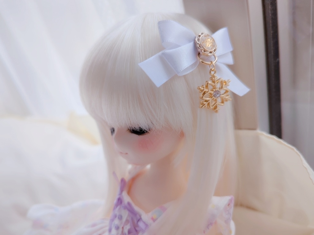 雪の結晶リボン/ドール用アクセサリー