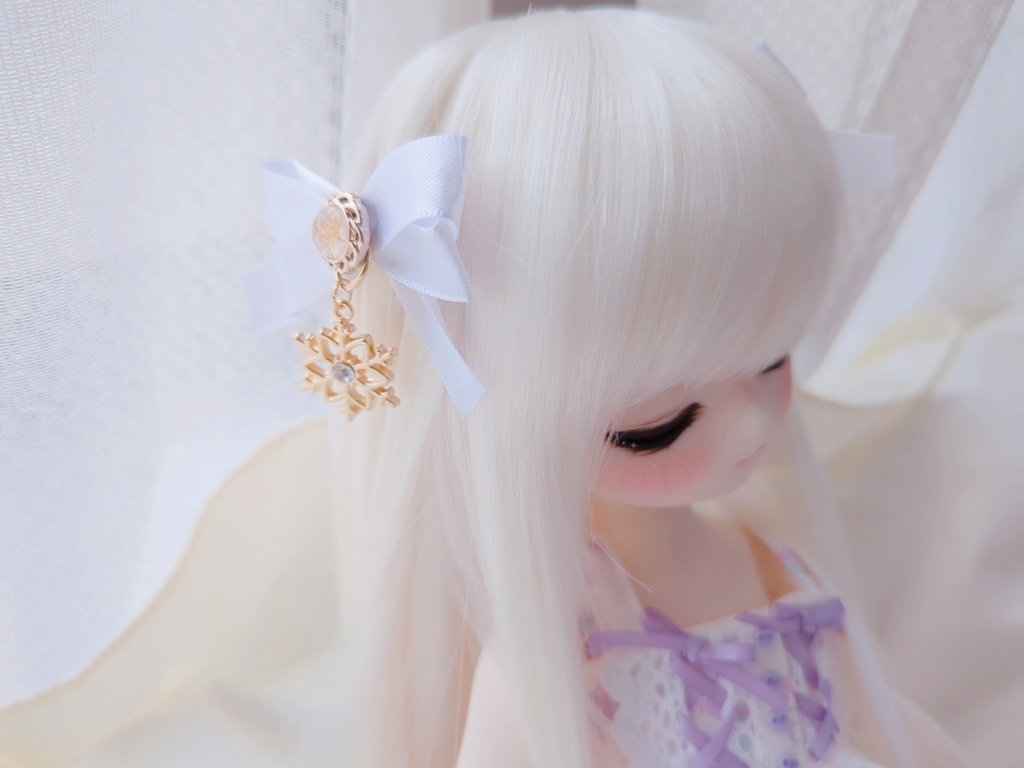 雪の結晶リボン/ドール用アクセサリー