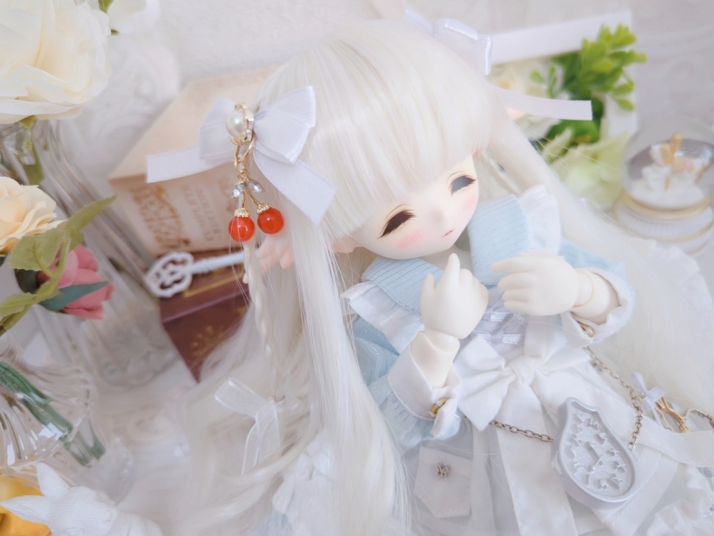 チャーム付きリボン(さくらんぼ)/ドール用アクセサリー