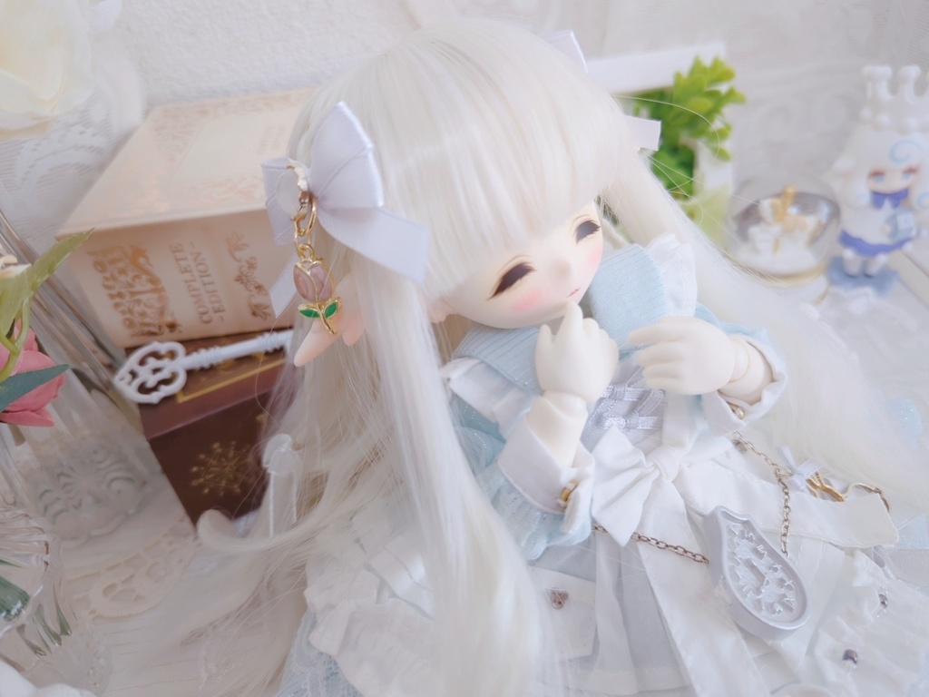 チャーム付きリボン(チューリップ)/ドール用アクセサリー
