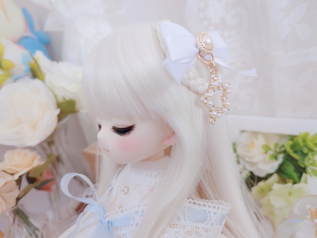 チャーム付きリボン(月と星)/ドール用アクセサリー
