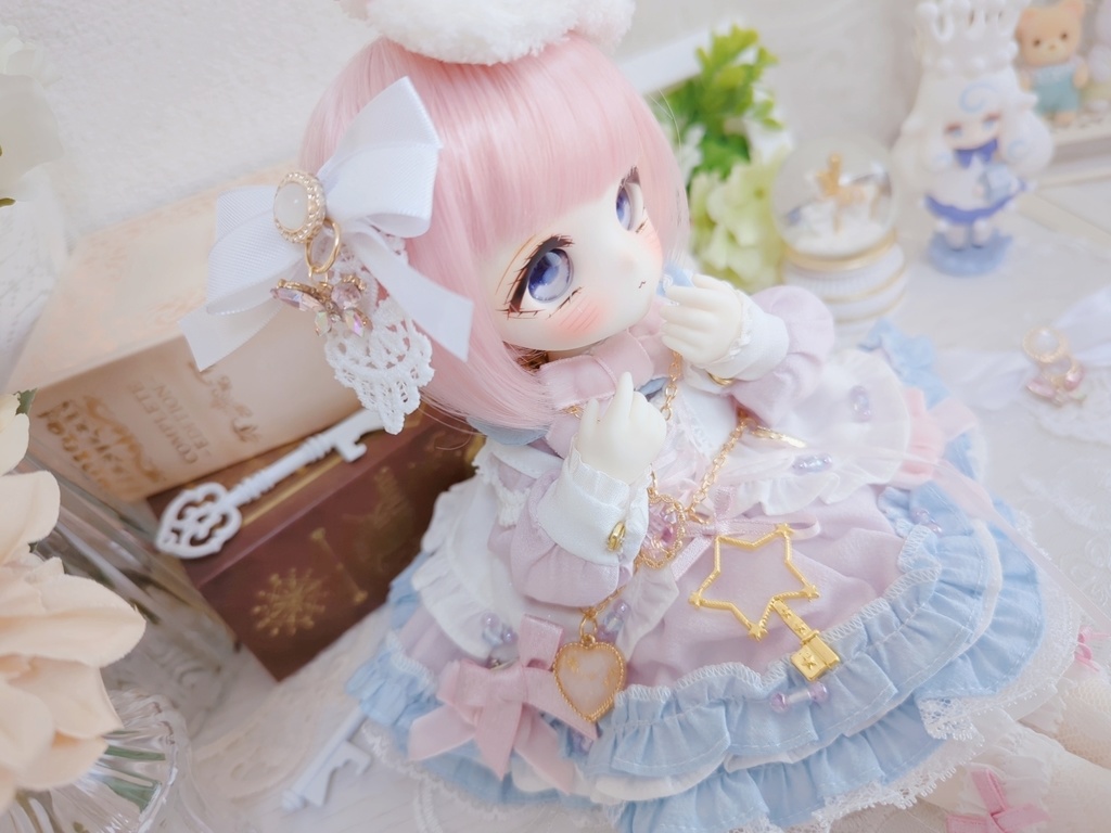 チャーム付きリボン(蝶)/ドール用アクセサリー
