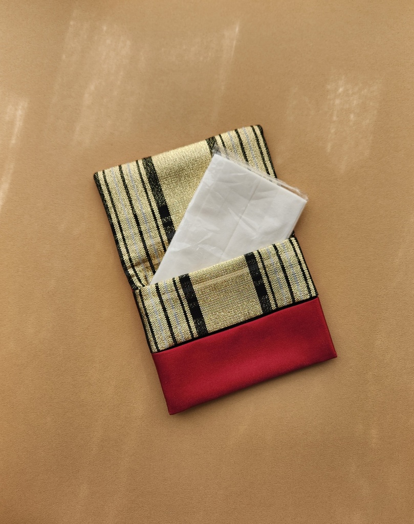大人が持てるポケットティッシュケース 赤×金