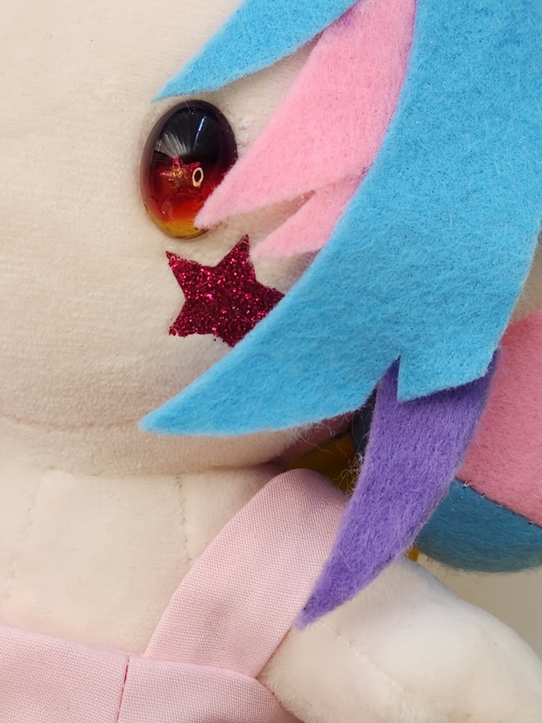 【尻尾/黄色】ぬい☆ココちゃん 大(20㎝)サイズ【頬のお星さま/ラメピンク】