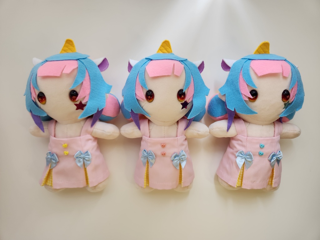 【尻尾/黄色】ぬい☆ココちゃん 大(20㎝)サイズ【頬のお星さま/ラメピンク】