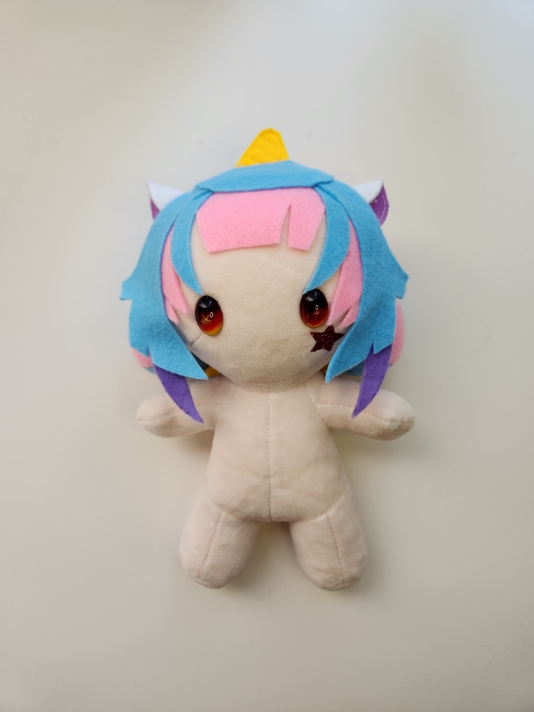 【尻尾/黄色】ぬい☆ココちゃん 大(20㎝)サイズ【頬のお星さま/ラメピンク】