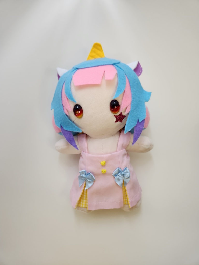 【尻尾/黄色】ぬい☆ココちゃん　大(20㎝)サイズ【頬のお星さま/ラメピンク】