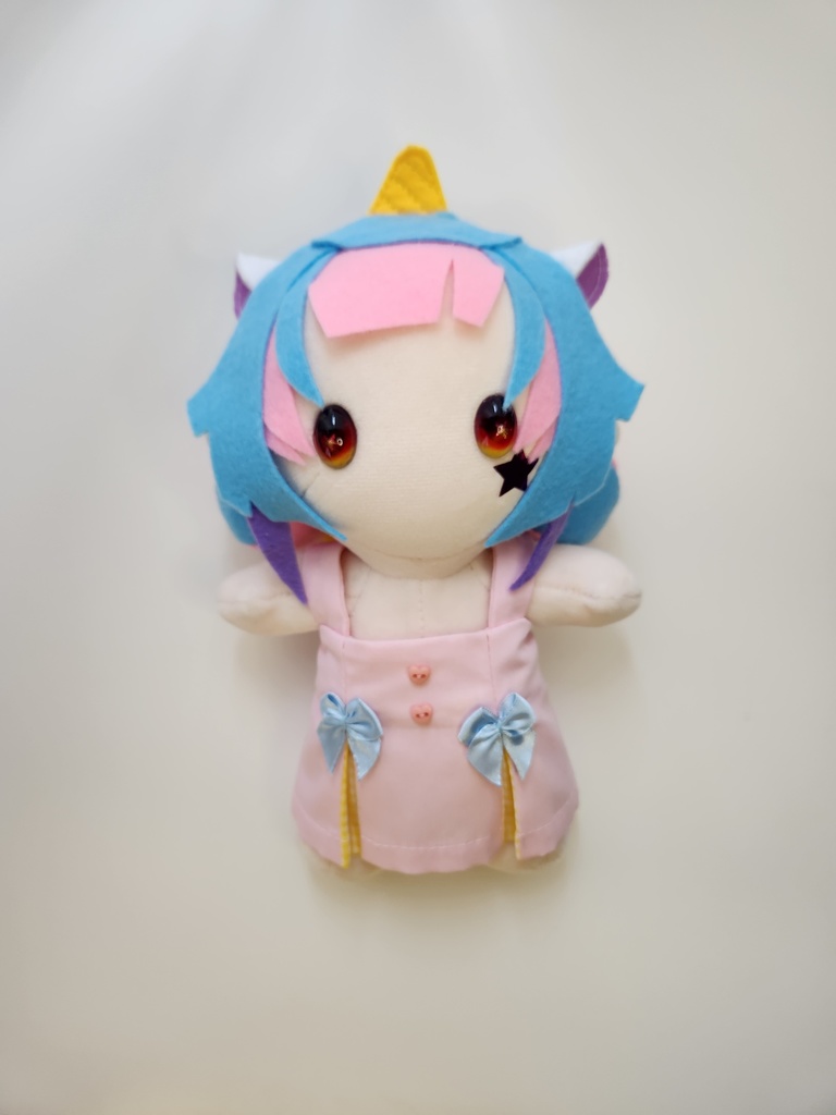 【尻尾/ピンク】ぬい☆ココちゃん 大(20㎝)サイズ【頬のお星さま/ホログラムピンク】