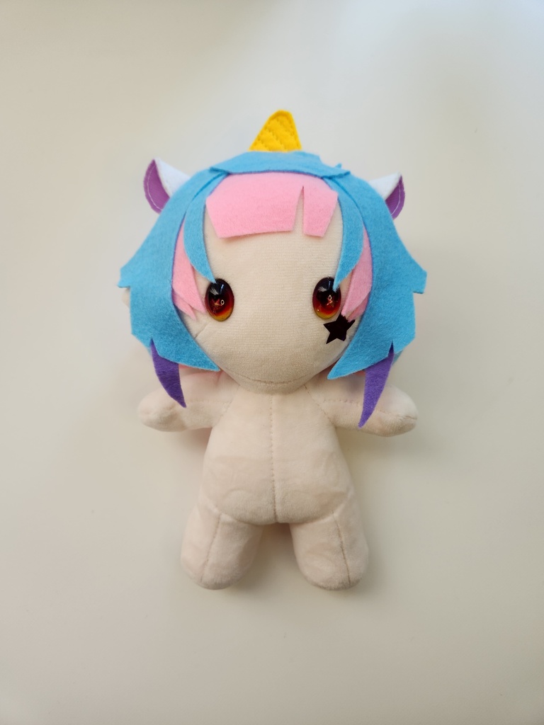 【尻尾/ピンク】ぬい☆ココちゃん 大(20㎝)サイズ【頬のお星さま/ホログラムピンク】