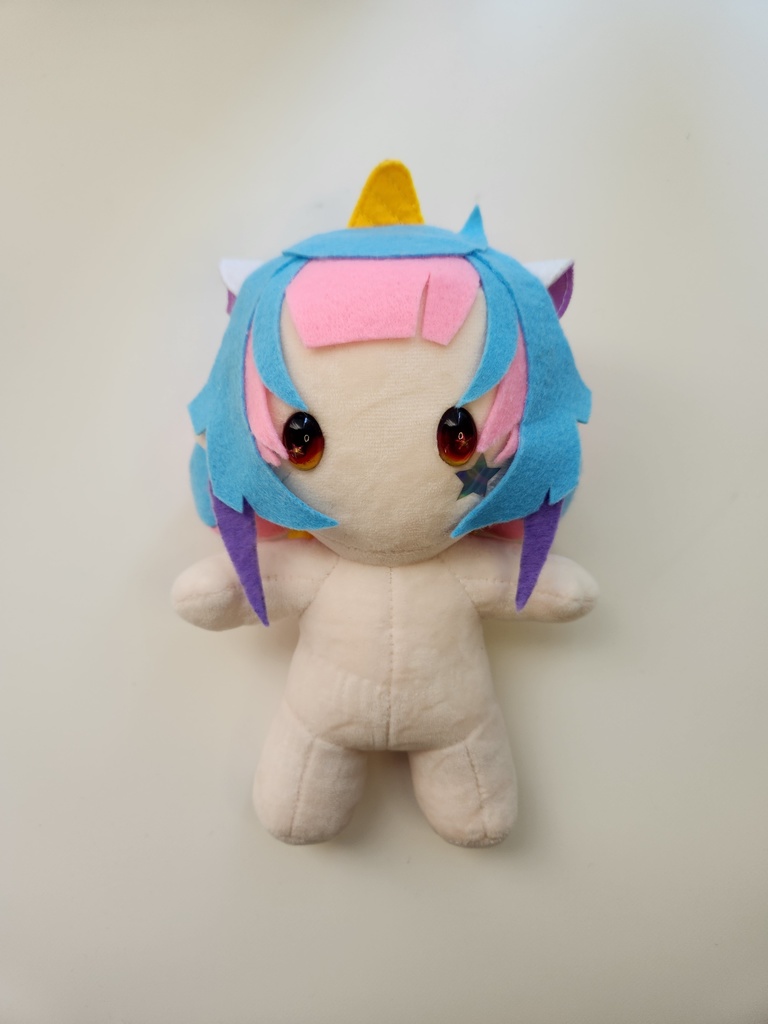 【尻尾/ブルー】ぬい☆ココちゃん 大(20㎝)サイズ【頬のお星さま/オーロラシルバー】