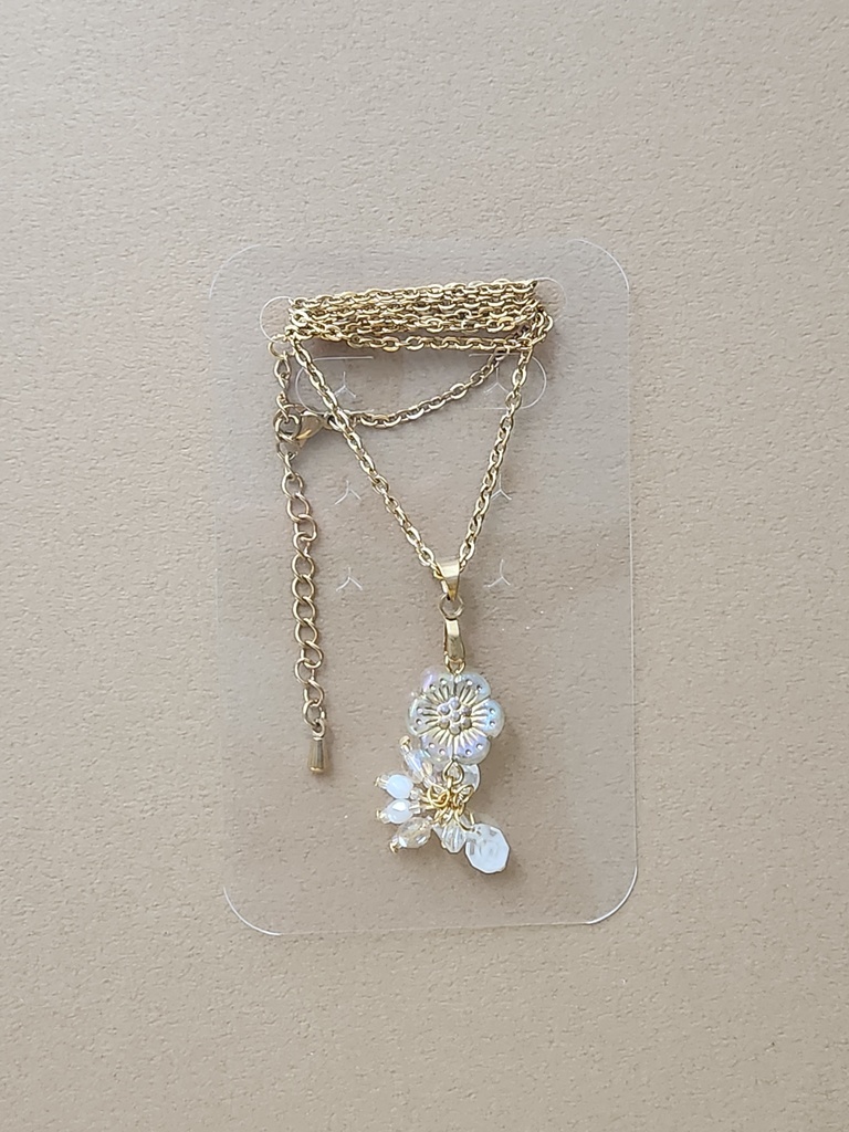 オパールフラワーシリーズ/ゴールド ピアス、ネックレスセットver