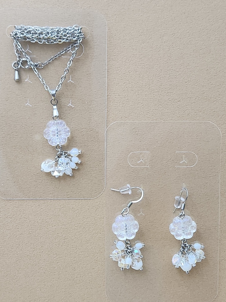 オパールフラワーシリーズ/シルバー ピアス、ネックレスセットver