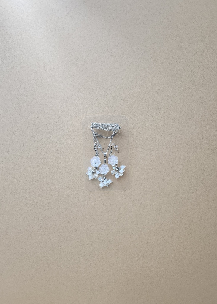 オパールフラワーシリーズ/シルバー ピアス、ネックレスセットver