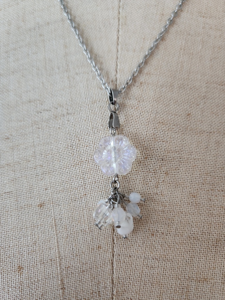 オパールフラワーシリーズ/シルバー ピアス、ネックレスセットver